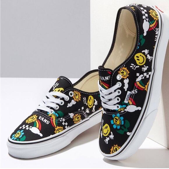 Vans Authentic Better Day Smiley Black & White Skate Shoes 8.5 - Picture 1 of 11
